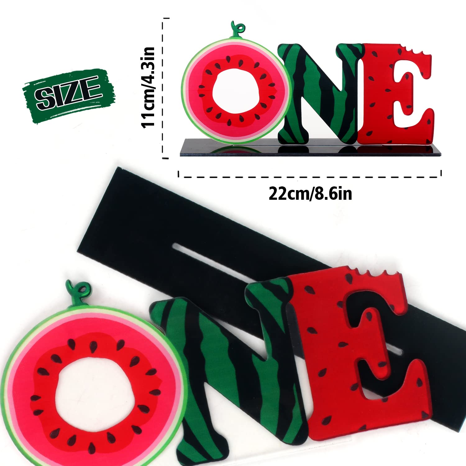 LINGTEER One Birthday Acrylic Table Centerpieces, One In A Melon Watermelon Baby First Birthday Shower Party Decorations Photopro Sign.
