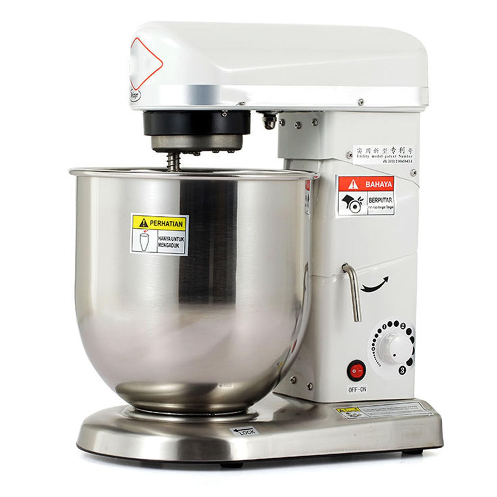 Hydravex Baking Stand Mixer, 3 Speed Kitchen Mixer with Stainless Steel Mixing Bowl, Whisk, Dough Beater, Commercial Food Stand Mixer Dough (White)