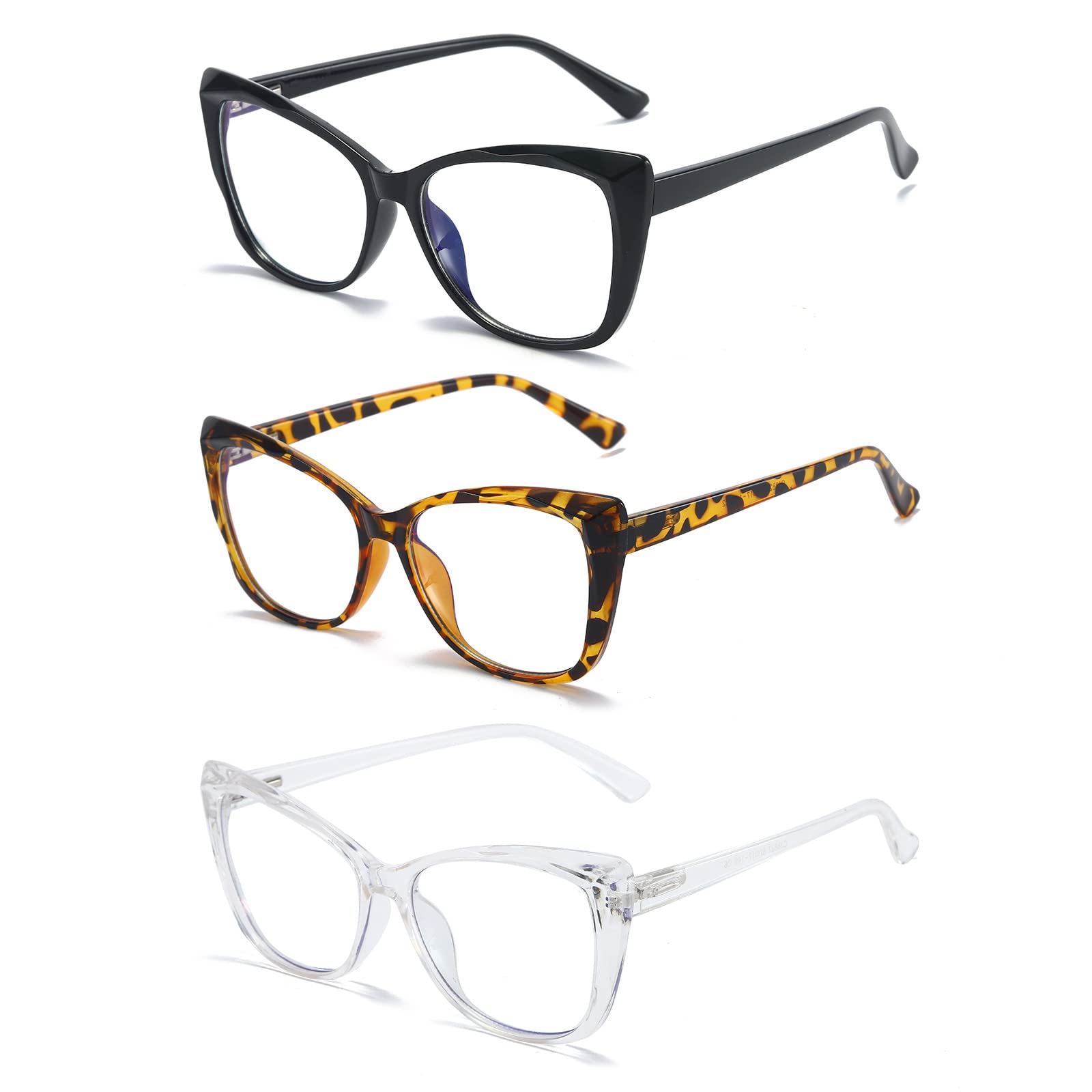 Prtcslwd - Juego de 3 lentes de ojo de gato para mujer, color azul, con bloqueo claro