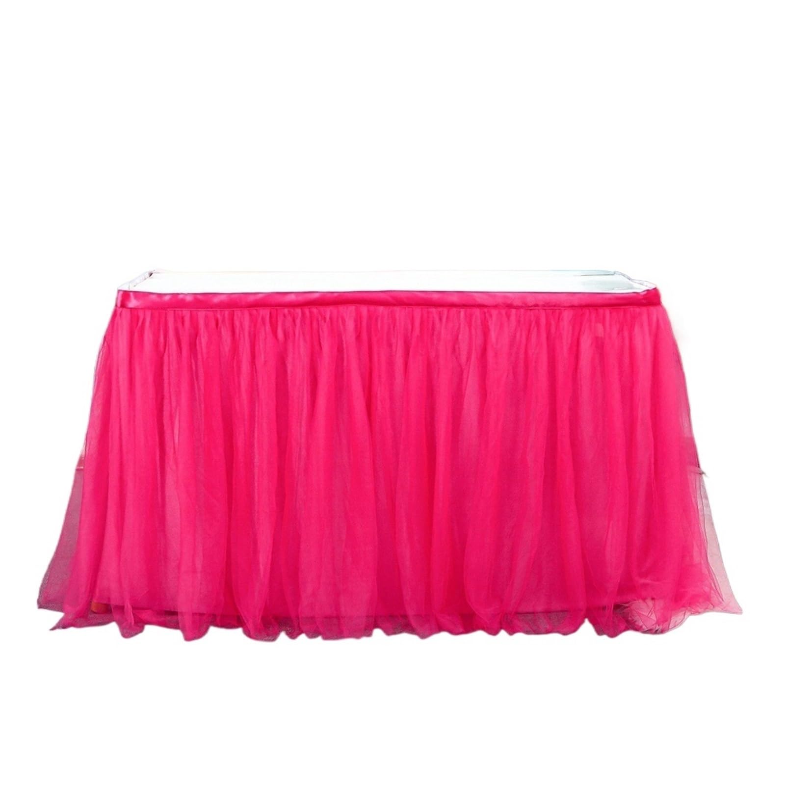 Jupe de table à volants en tulle pour cacher les pieds de table encombrants de votre fête