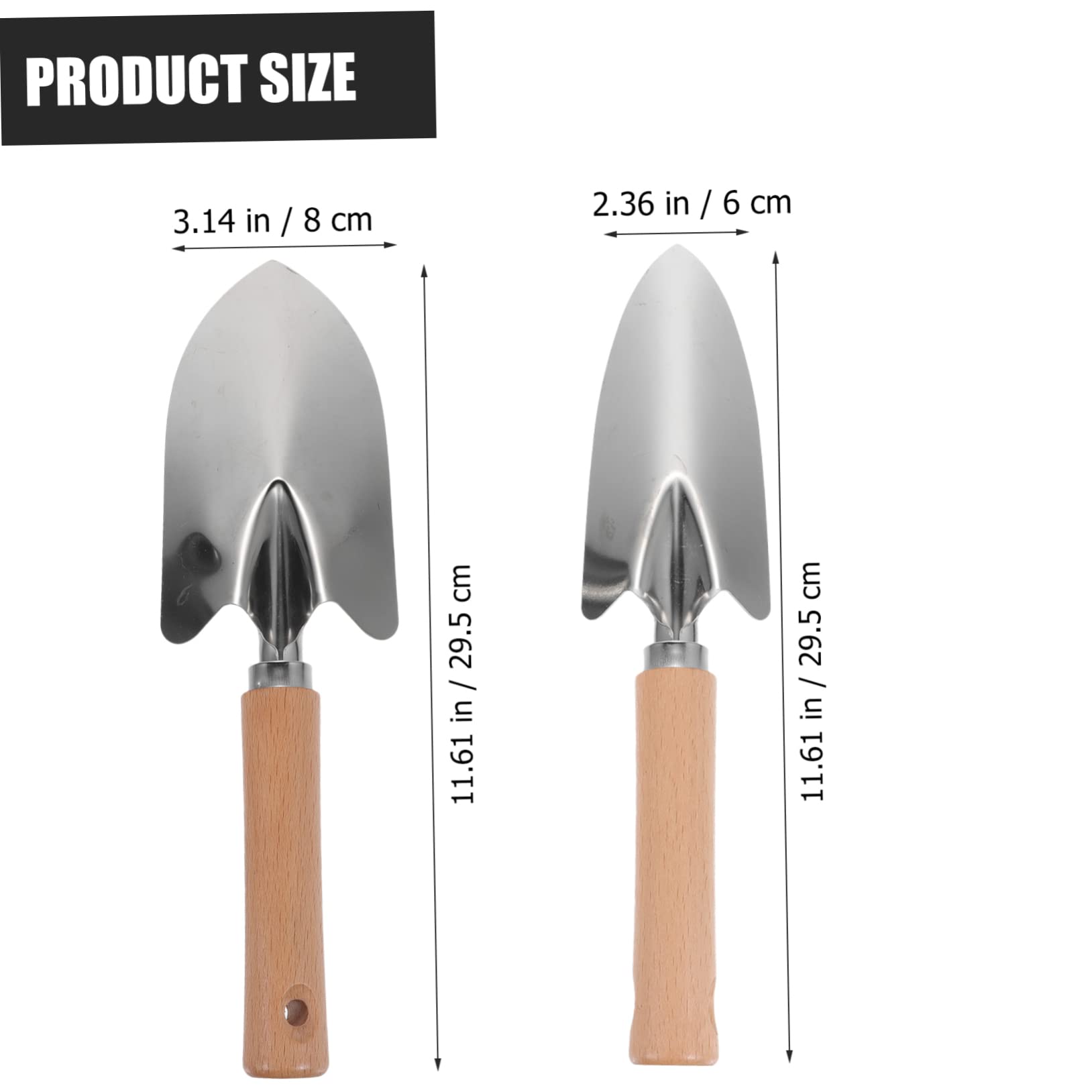 BCOATH Stainless Steel Garden Tools Set 2-Piece Shovel Wooden Handle for Easy Soil Cultivation and Planting