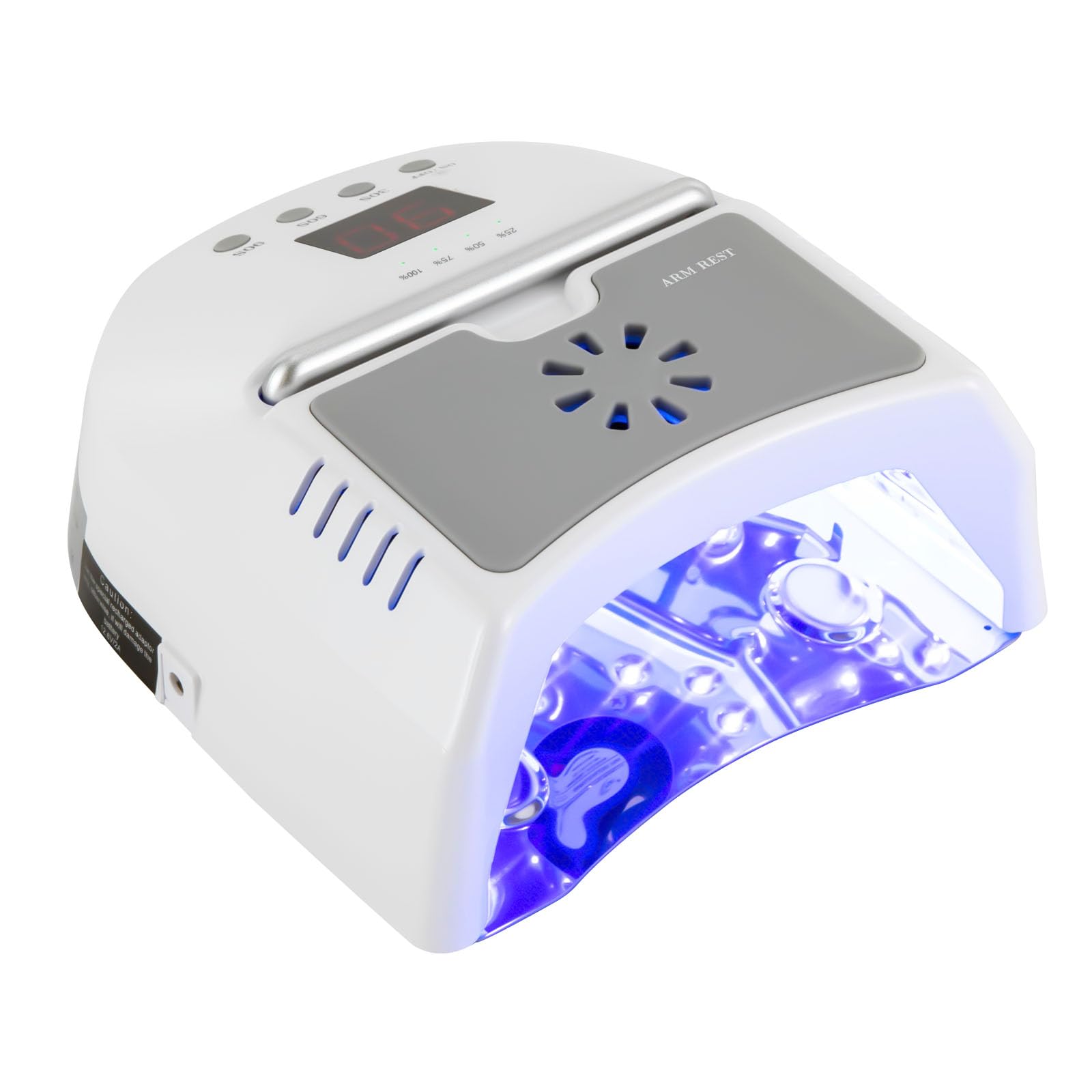 UV Led Nail Lamp Cordless, 72W UV Lights for Gel Nails with Fan and LCD Digital Timer, Rechargeable Nail Dryer with Portable Handle Perfect for Salon Home Nail Art