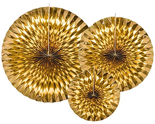 Dekohaus RPK12-019M Goldene Papierrosetten 3 Stück