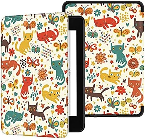 SwooK Classic Printed Magnetic Flip Cover Case for 6.8" Kindle Paperwhite 11 11th Generation 2021 / Kindle Paperwhite Signature Edition Soft Back Flip Cover Case (Cats)