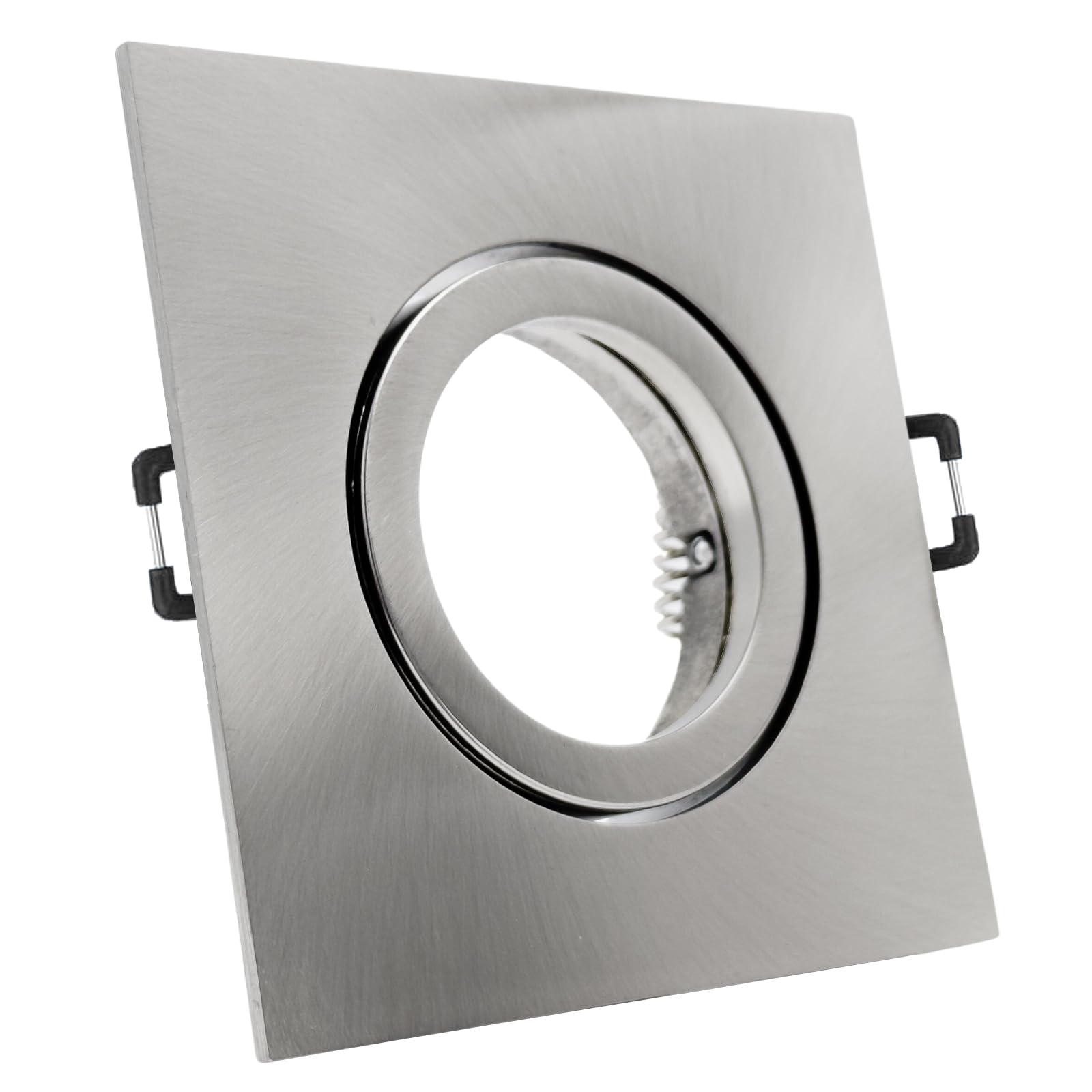 trendlights24 Carree-C LED Einbaustrahler 230V Edelstahl 8er Set Spots 6W | Decken Einbauleuchte, Edelstahl Optik, eckig, LED Spots, GU10, 6 Watt, 530 lm, Neutralweiß, 4000k, schwenkbar, 68 mm Lochmaß