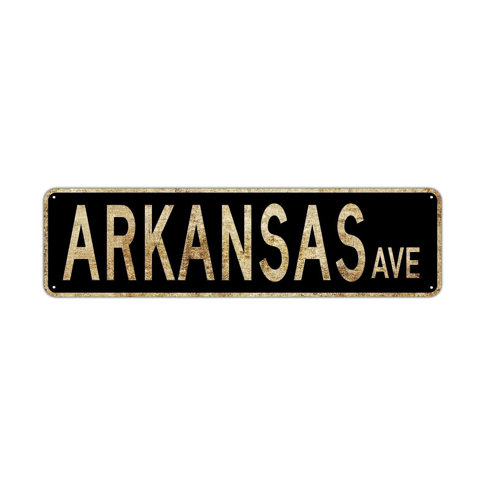 Arkansas Ave Street Sign Rustic Vintage Retro Metal Decor Wall Shop Man Cave Bar Posters Tin Sign Metal Art Street Sign Wall Decoration Family Street Corner Garage Courtyard Corridor 4x16 Inch