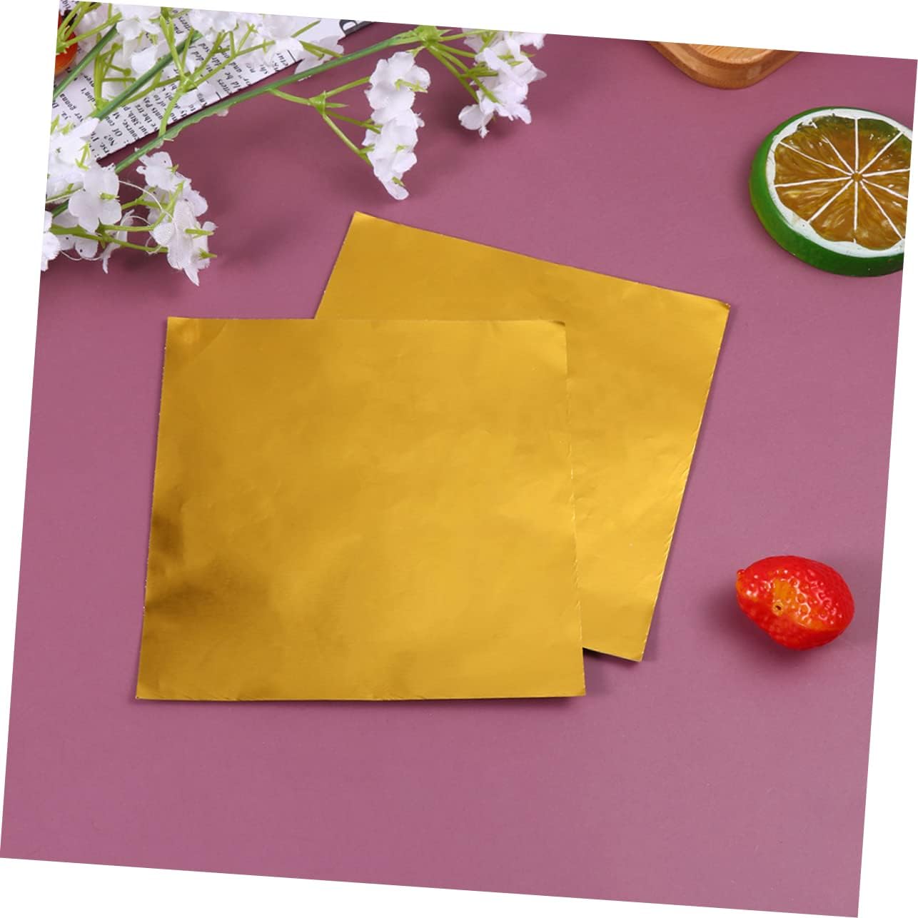 AUTSUPPL 150pcs Gold Foil Paper Stickers Creative Imitation Gold Paste for Art Crafts Frames Wall Decor Suitable for More