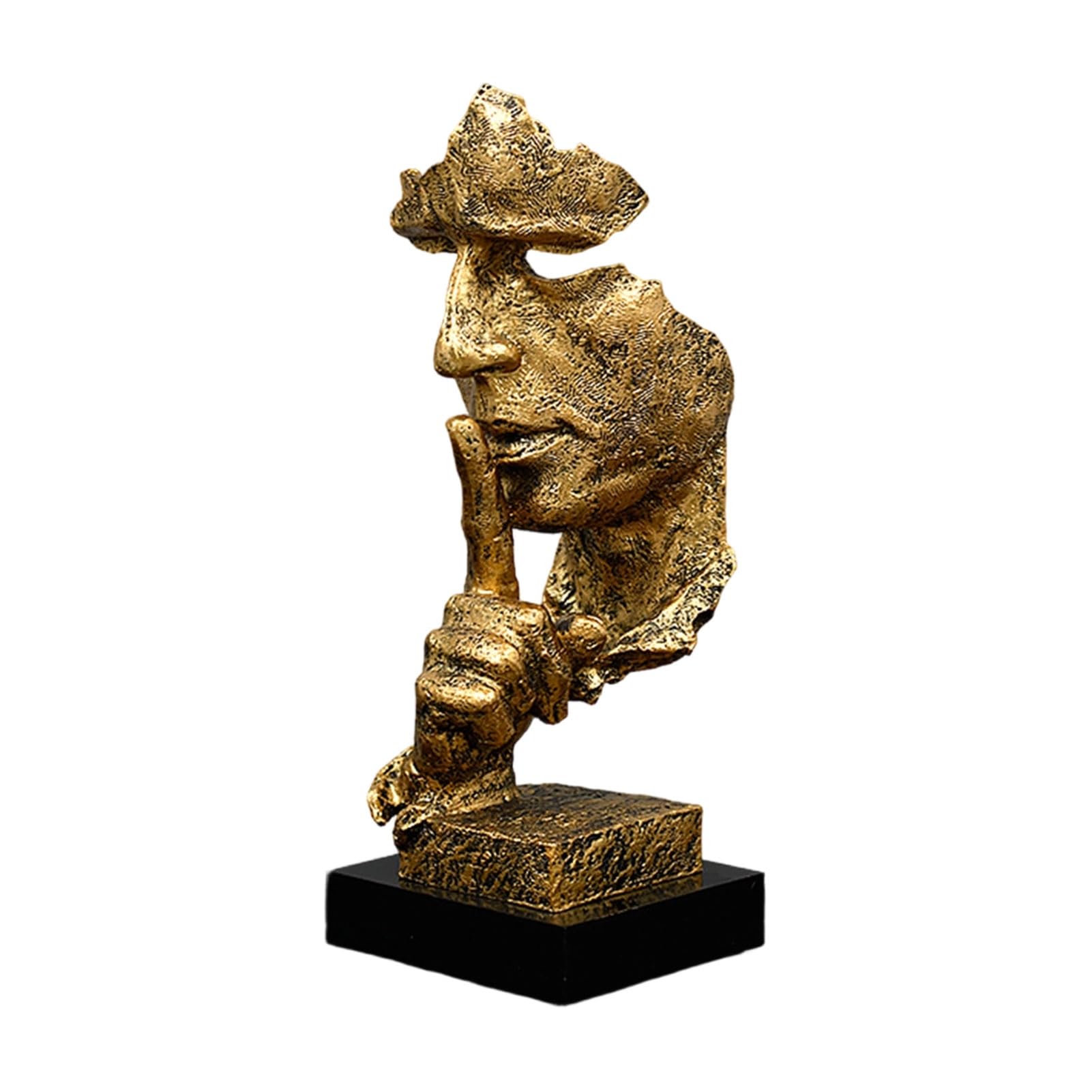 sugerou Decorative Resin Ornaments Abstract Faceless Sculpture - Modern Home Office Statue with Gold Black White Finish, Light Luxury Industrial Style Decor A