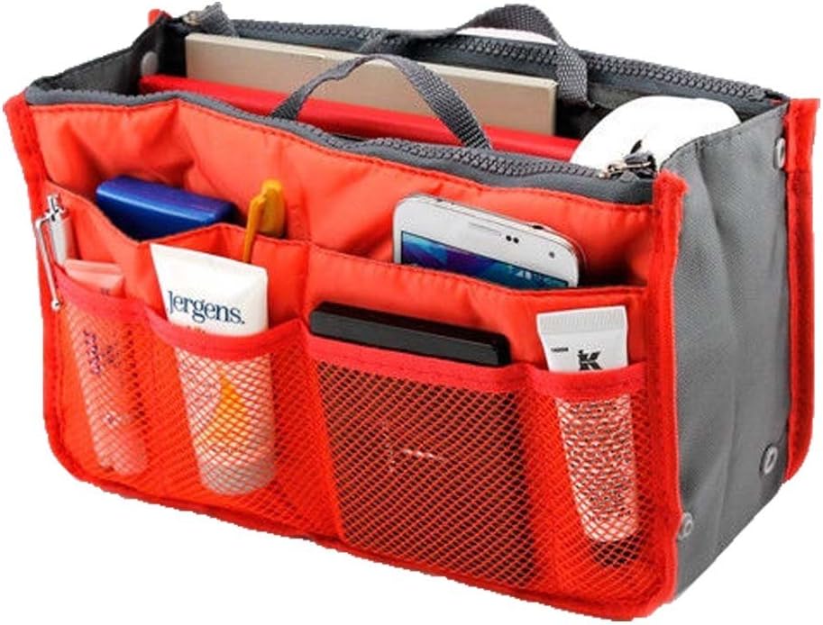 Lady Women Travel Insert Handbag Organiser Purse Large Liner Organizer Tidy Bag-Orange