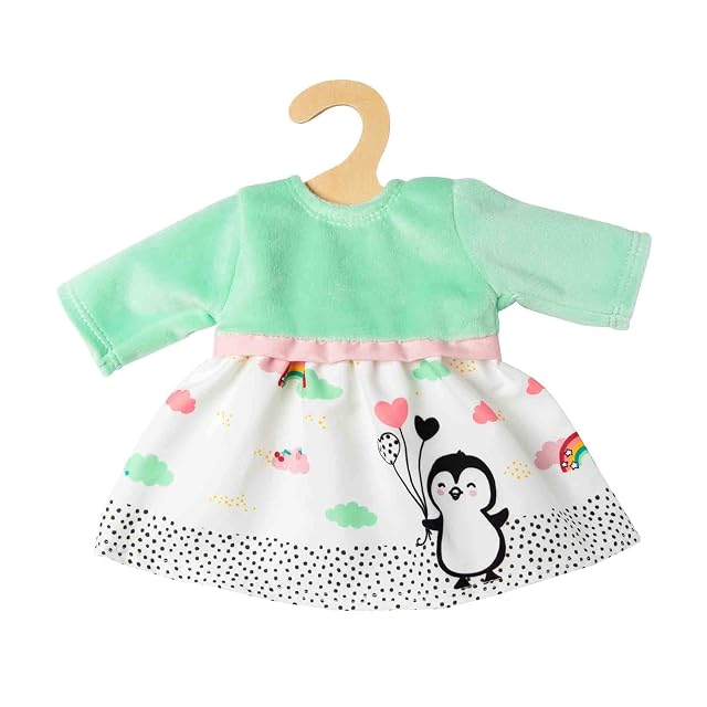 Heless 1124 - Vestido para muñecas con diseño de Lunares de pingüino, de Terciopelo Suave y Estampado…