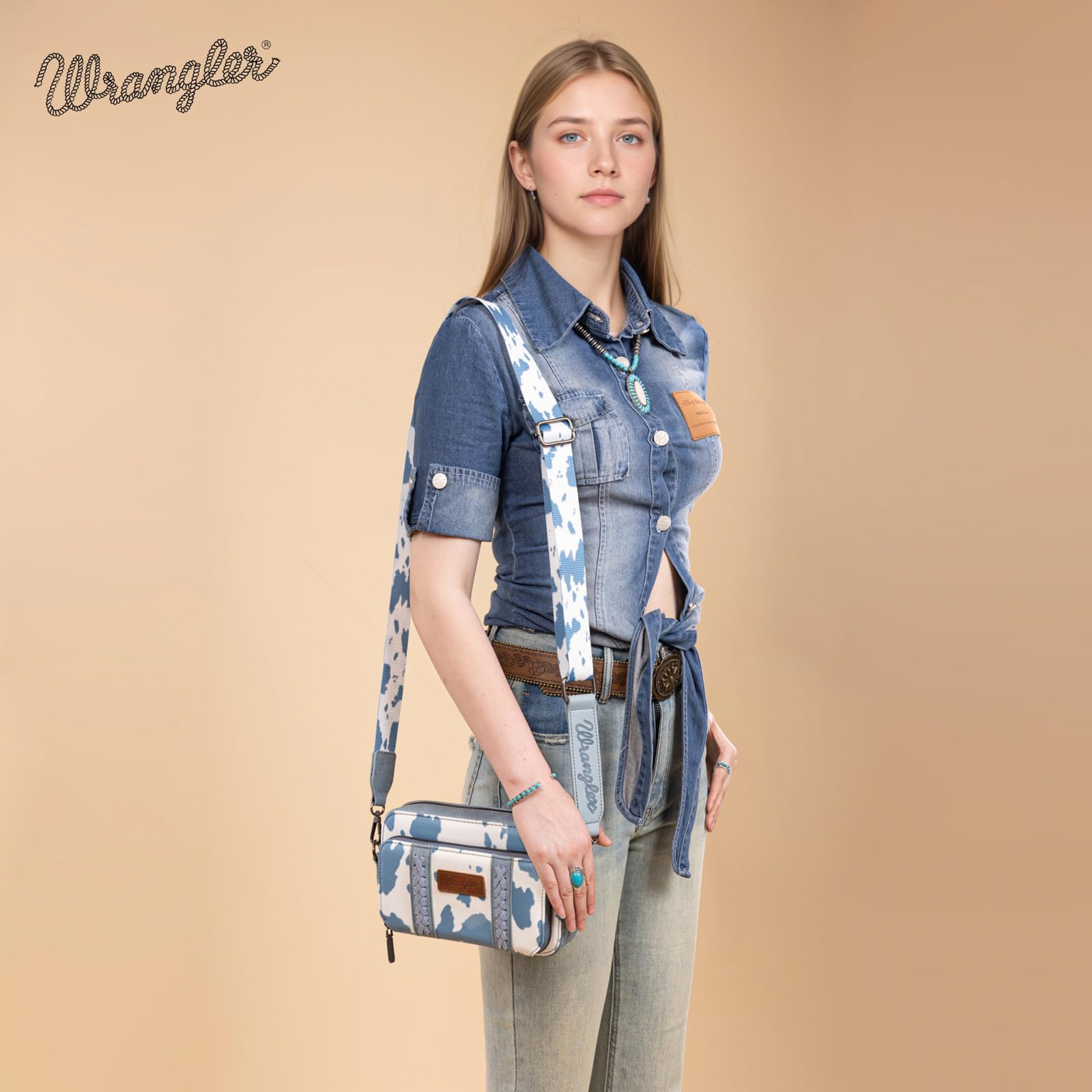 Wrangler - Bolso cruzado para mujer, estilo vaquero, con correa para guitarra