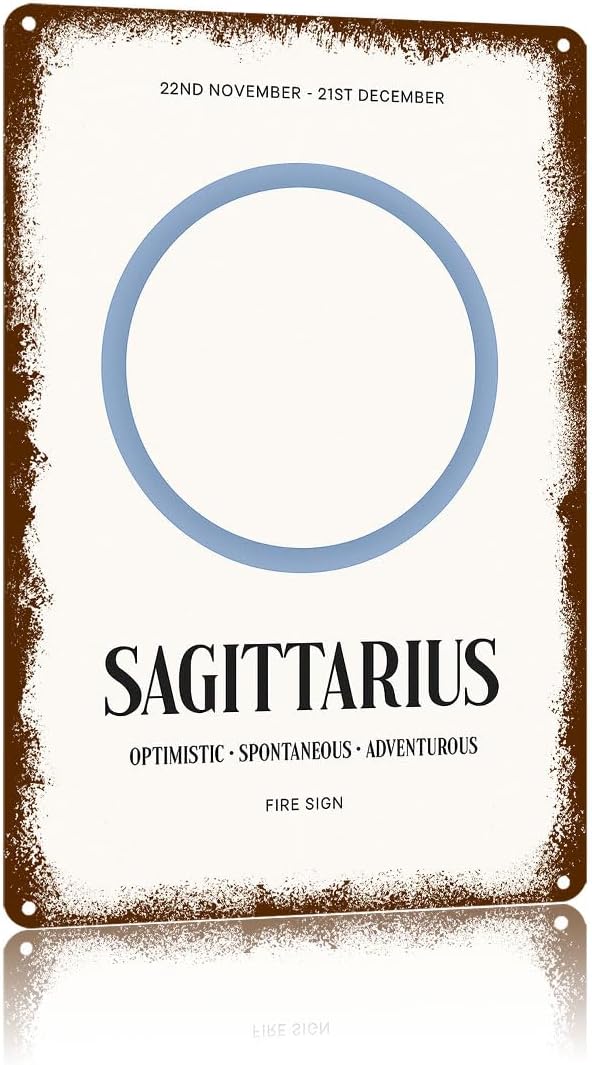 UTINDK Sagittarius Zodiac: Retro Astrology Vintage Metal Sign,Text Art Poster Home Wall Decor, Suitable For Walls, Doors, And Fences,Aluminum Printed Plaque 8×12Inch