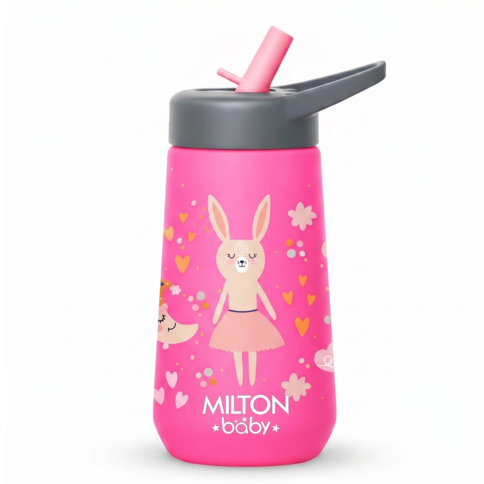 MILTON baby pout Sipper,No-Spill Design,BPA-Free,Food-Grade Material,Microwave-Sterilizer Safe,Easy-Grip,Smooth Open-Close Action,Lightweight,Ideal Sipper Water Bottle for Kids 12+Month, 420 ml,Pink-image-2