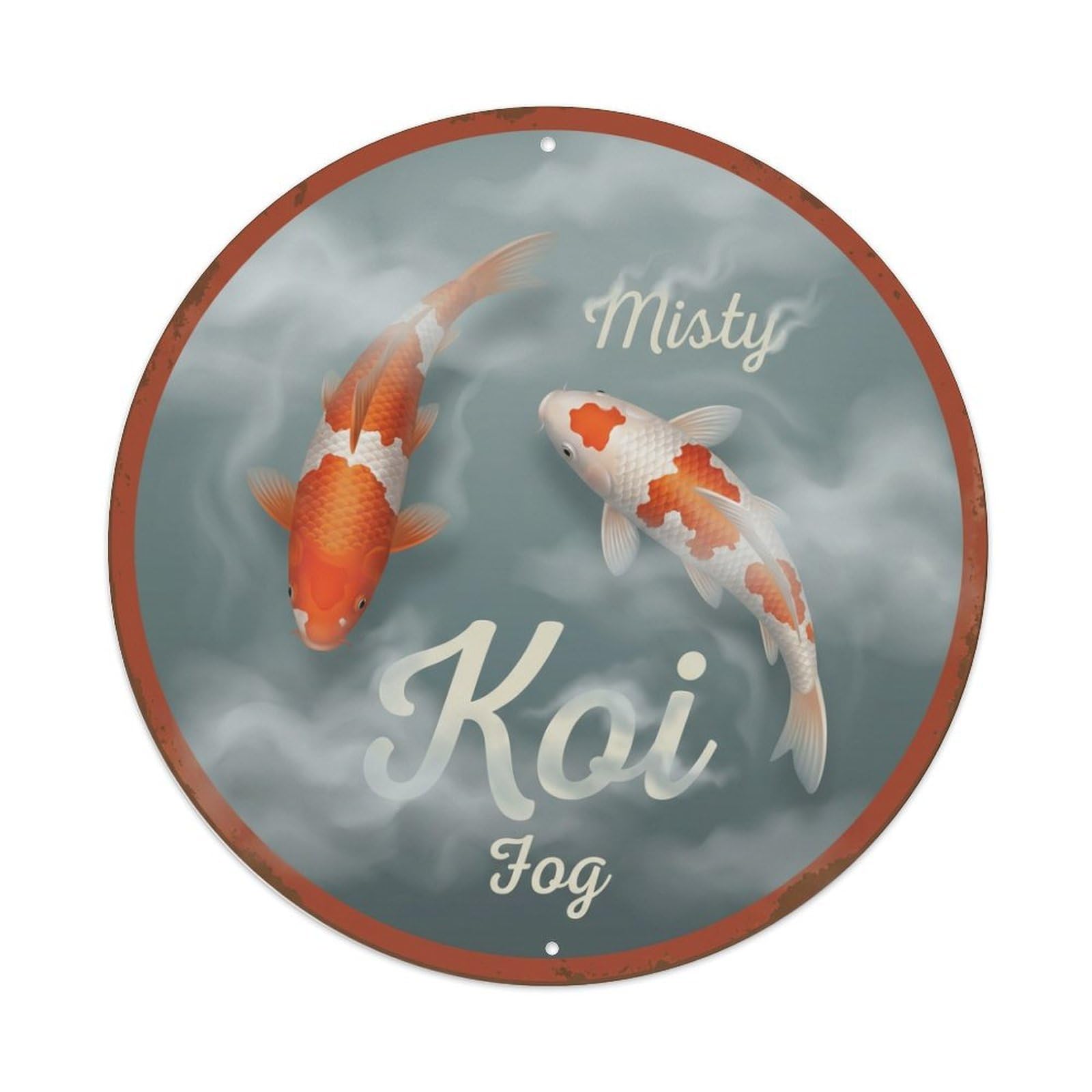 Xanthor Style Koi Fish Misty Fog Haze Cloud Waters Metal Tin Sign