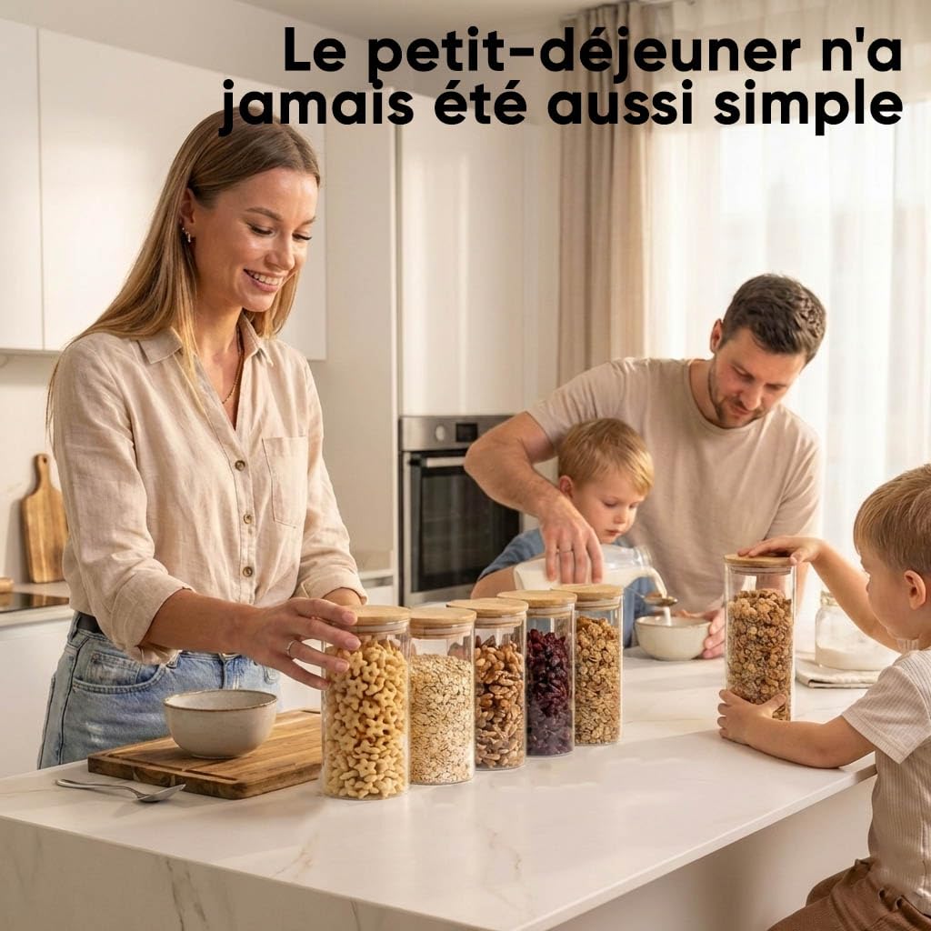 Deco haus® Bocaux en Verre Hermétique Lot de 4 [+ÉTIQUETTES] - Bocal en Verre avec Couvercle 4x1400ml - Bocal Rangement Cuisine - Bocaux de Conservation - Boite Anti Mites - Pot Hermétique Alimentaire