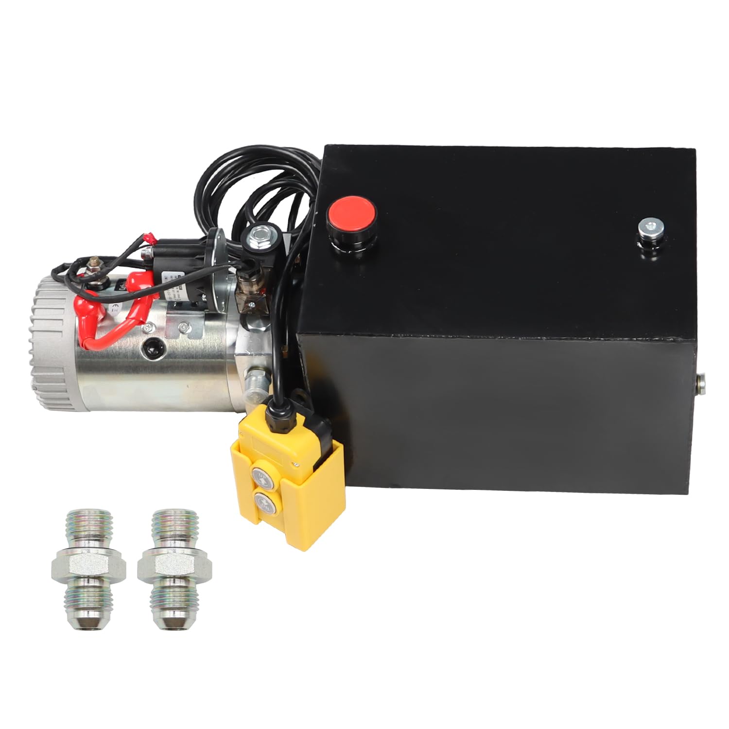 Nakkaa 12V DC Hydraulic Power Device 13 Quart Single Acting Hydraulic Dump Trailer Pump for Lifting and Lowering Dump Trailer Trucks