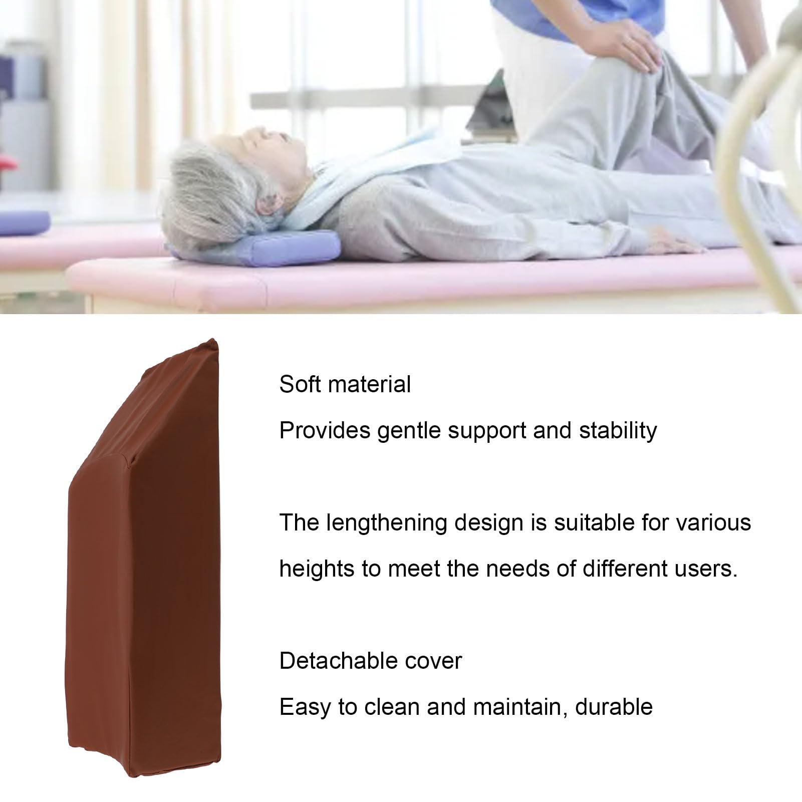 Almohada de elevación de piernas para apoyo inferior, cómodo cojín elevador de piernas con diseño de alargamiento, material de cuero de esponja suave, calidad mejorada del sueño, lavable
