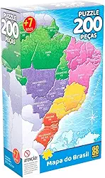 Quebra-Cabeça Mapa do Brasil 200 Peças - Grow