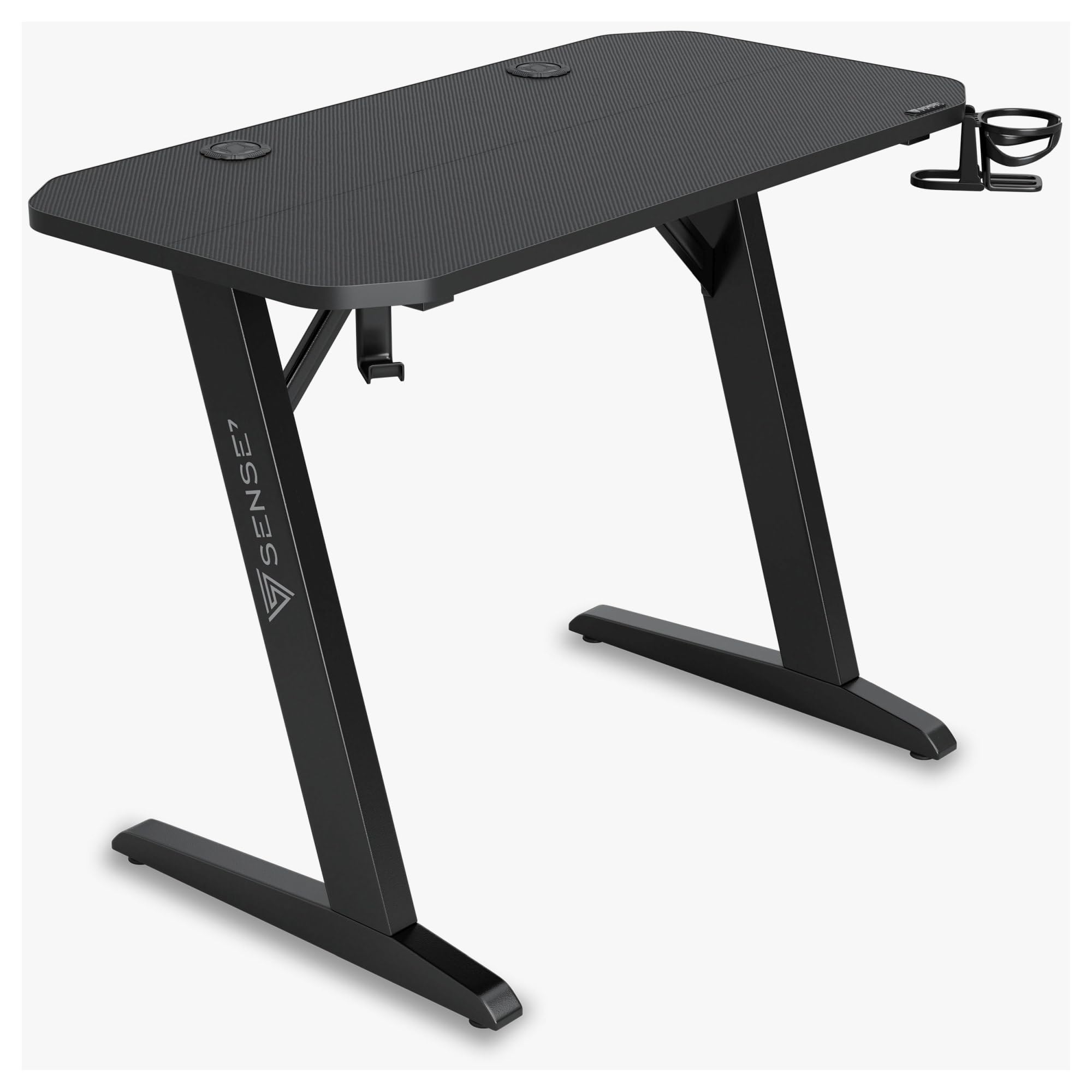 Bureau Compact Avec Crochet Casque SENSE7 Bureau Mobile Réglable Hauteur - Plateau Inclinable 70x52cm - 4 Roulettes - Bureau Assis-Debut Ergonomique Blanc Table Ordinateur Portable Roulettes