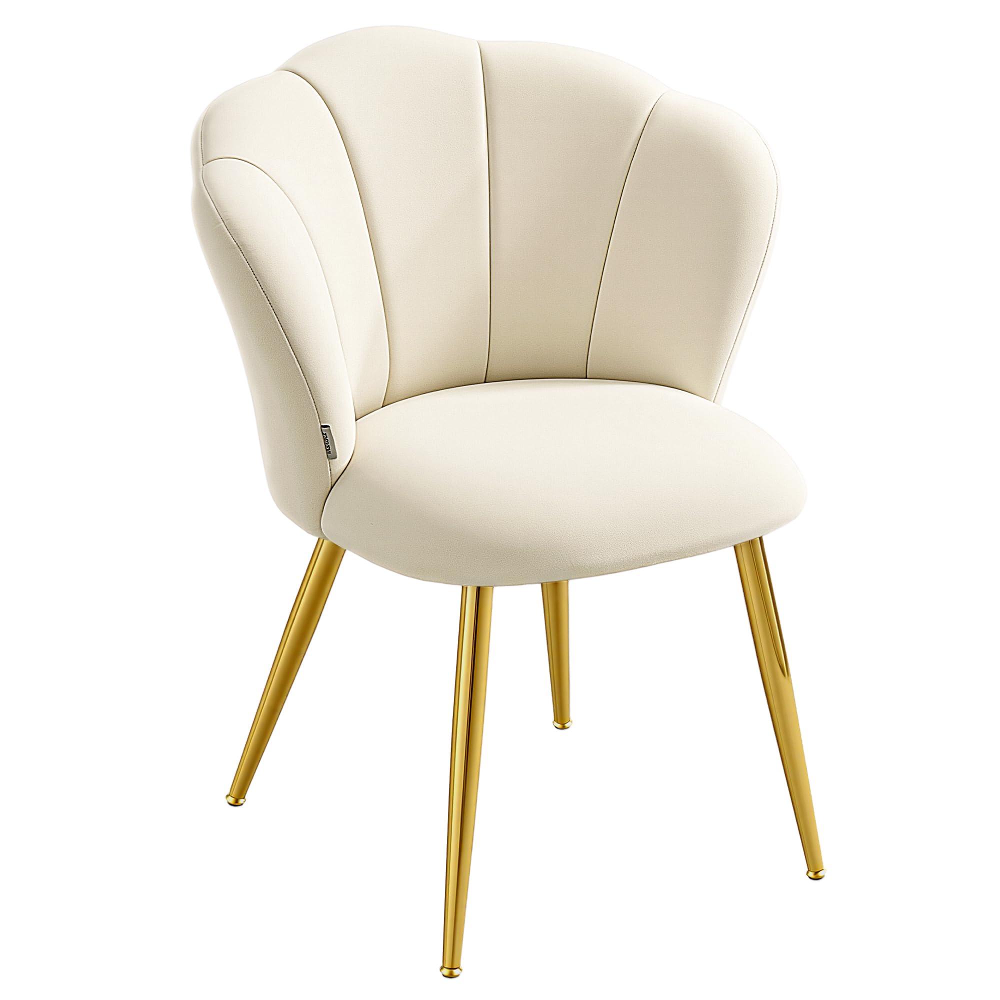 VASAGLE Dining Chair, Petal Shaped Backrest, Upholstered Velvet Vanity Chair, Loads 150 kg, Steel Legs, for Kitchen, Living Room, Bedroom, Cream White KDC099W101