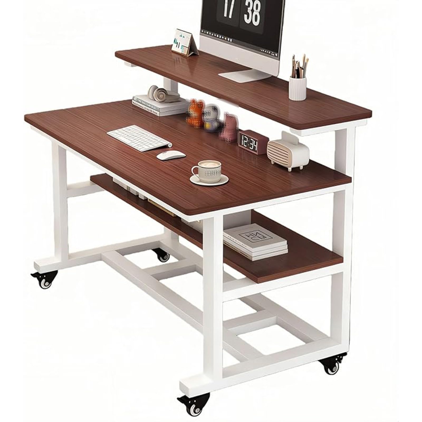 Bureau Mobile, Table d'étude Portable avec roulettes et Support, Poste de Travail pour la Maison ou Une Chambre d'étudiant, C, 110 cm