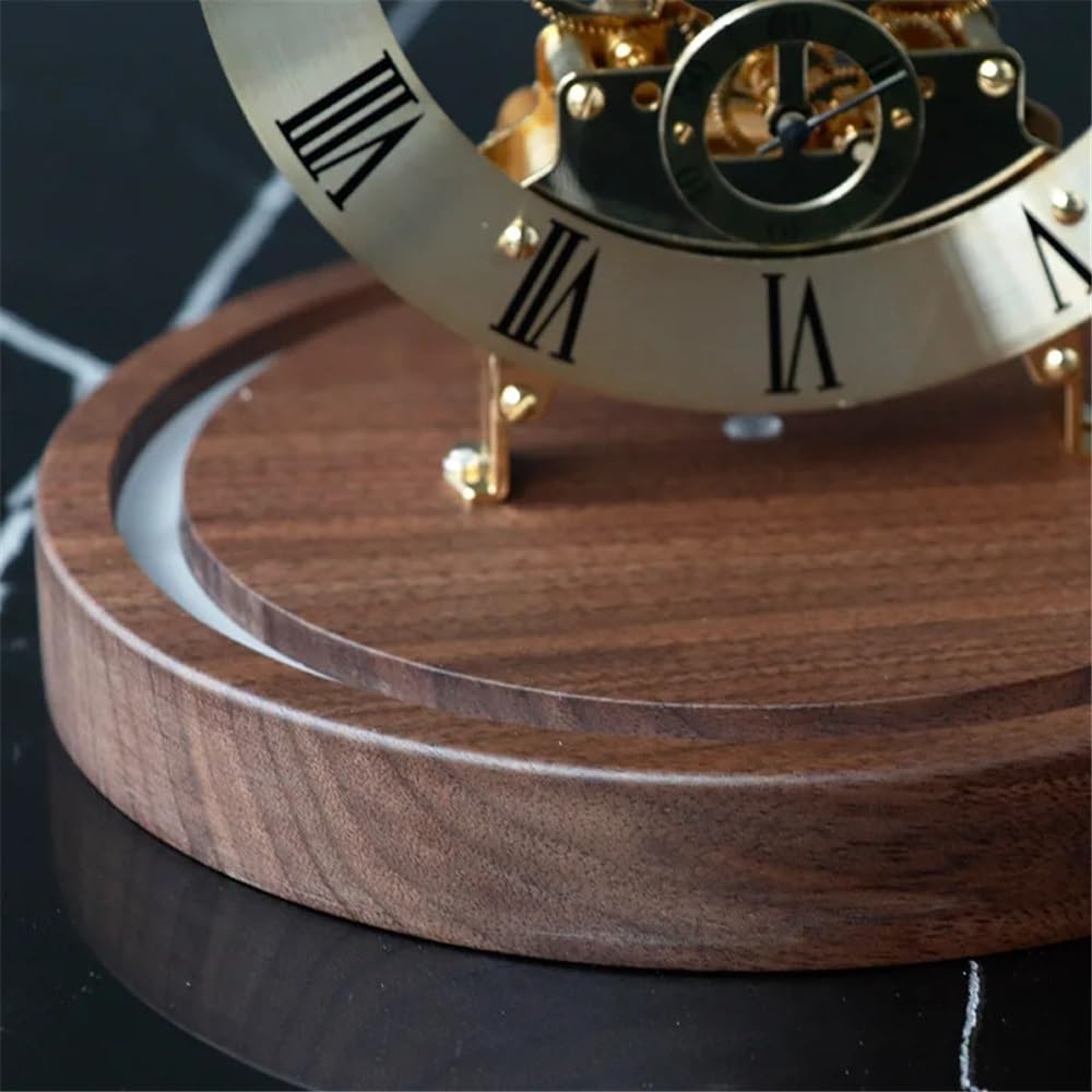 Décorative Horloge de bureau mécanique en métal et bois, horloge de table de bureau de luxe, horloges d'intérieur esthétiques, accessoires de décoration de chambre à coucher pour Bureau Chambre Table(