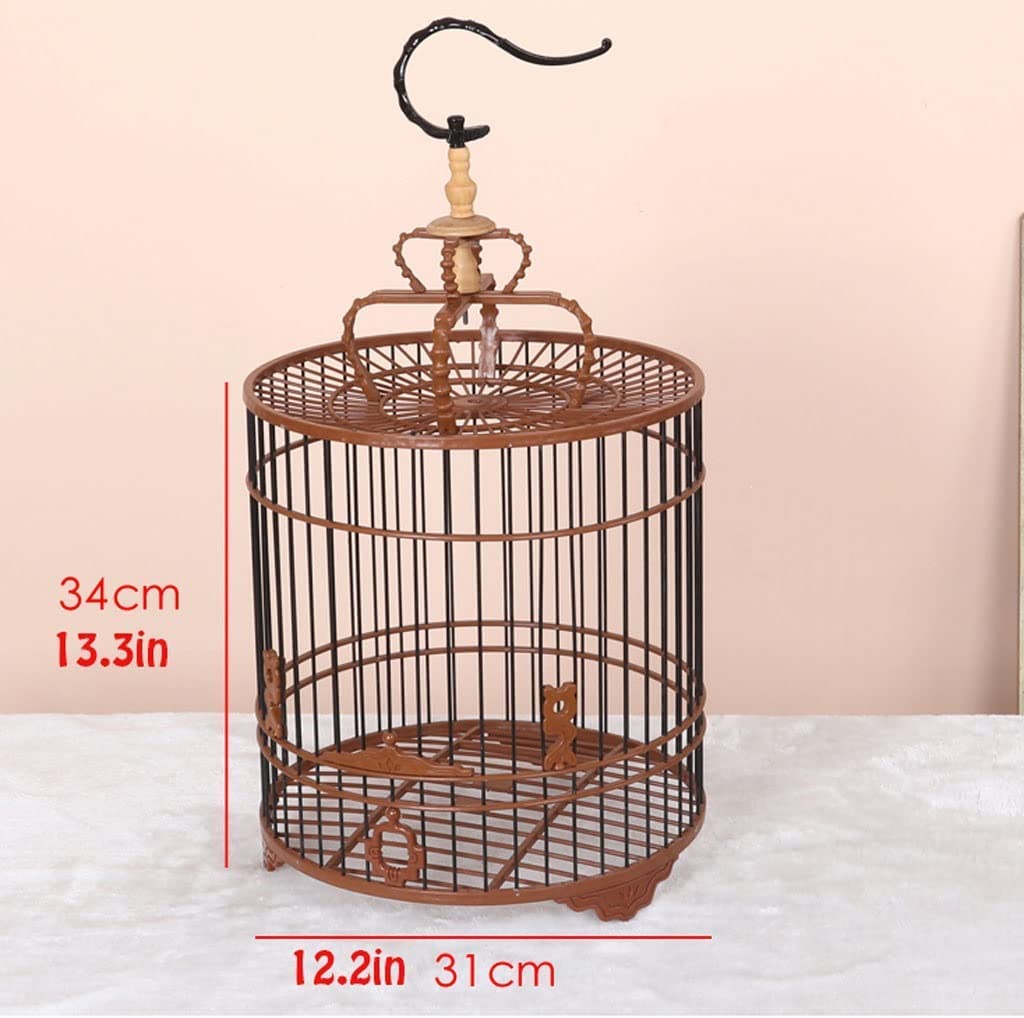 Jaula para pájaros, Jaula para pájaros, jaulas Redondas para pájaros, transportines para pájaros pequeños, Jaula Colgante Retro para pájaros, jaulas de Techo Plano de ABS (B3)