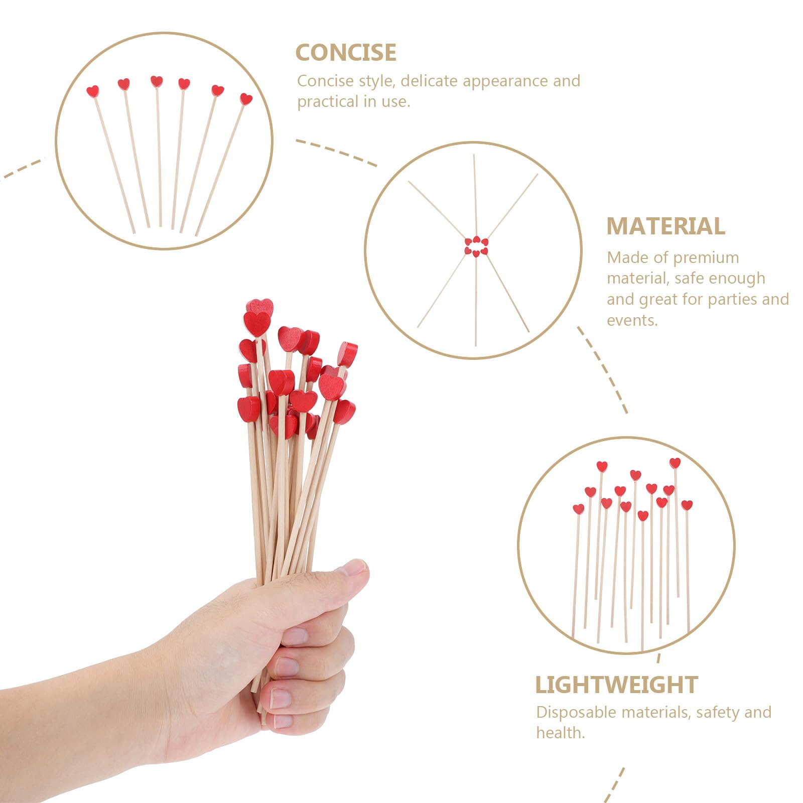 Cabilock 100Pcs Heart Swizzle Stick coffee stirring stick beverage stick coffee stir stick stirrer cocktail stir stick cotton candy sticks stir sticks straws Wood Disposable ingredients