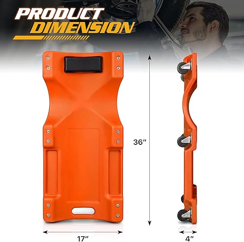 Miniatura 3 de Magshion Enredadera mecánica con apoyacabezas acolchado y bandeja para herramientas, capacidad de 330 libras. Enredadera rodante para taller de