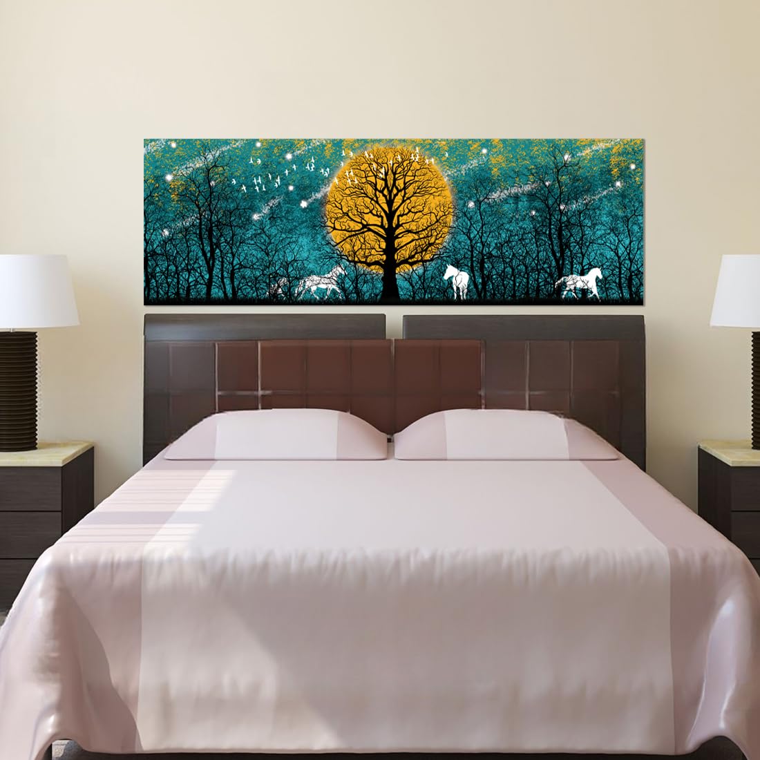 WallWear- Premium Textured Painting Wallpaper for Bedroom Wall | Self Adhesive Large Size (6ft x 2ft) for Double Bed | Premium Material Wallpaper | HD Print Wallpaper (Jungle with Horses) (B0CHFK5TZK) Amazon Price History, Amazon Price Tracker