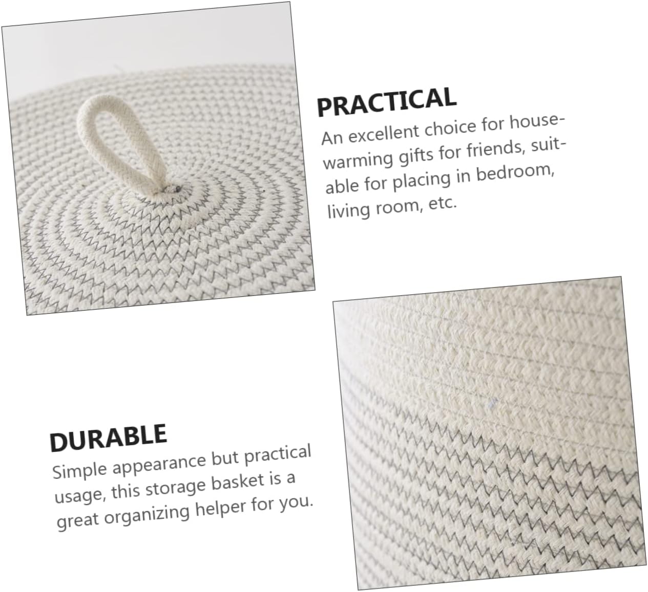 VALICLUD Foldable Large Capacity Clothes Storage Basket with Lid Cotton Rope Laundry Organizer for Home and Sundries Versatile Collapsible Dirt Clothes Hamper for Bedroom and Closet