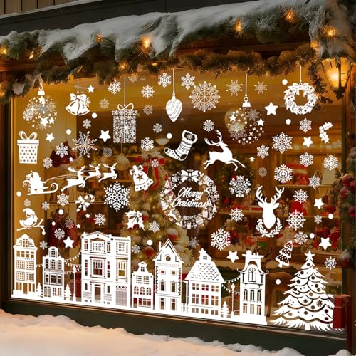 Etopgo Fensterbilder Weihnachten Selbstklebend, 10 Blätter 119 Stk...