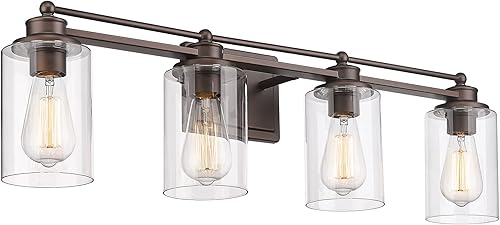 Miniatura 14 de HWH - Lámpara de tocador cromada con 5 luces sobre espejo, lámpara de pared moderna para baño, 37 pulgadas, acabado cromado, 5HLT63B-5W CH