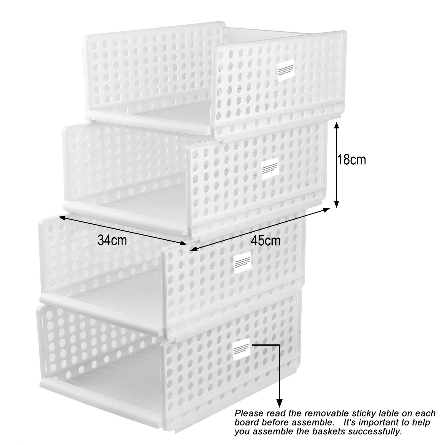 Wardrobe Storage Box ,4Pack Plastic Wardrobe Organizer Stackable