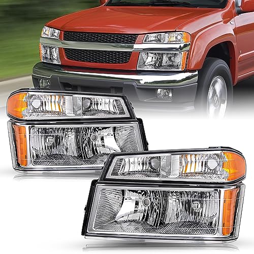 TUSDAR 4pcs Headlight Assembly Set Replacement for 2004-2012 Chevy Colorado/GMC Canyon 2006-2008 Isuzu I-Series w/Bumper Lights Passenger & Driver Side