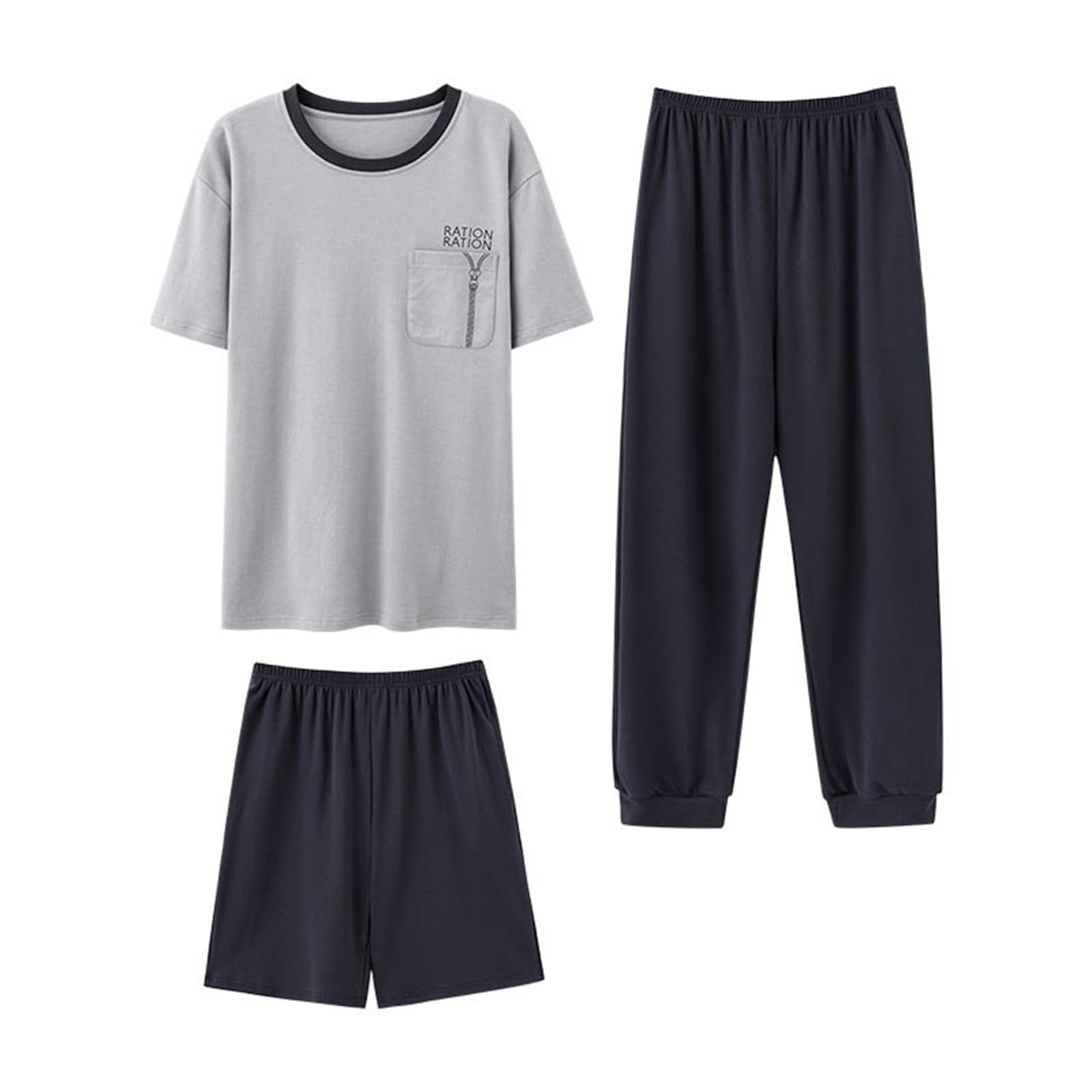 Männer Pyjama Sets Tops + Kurze Hosen + Lange Hosen 3pc/ Set Männer Baumwolle Pyjamas Sets Sommer Casual Trainingsanzug Pyjamas Männlich Hauskleidung