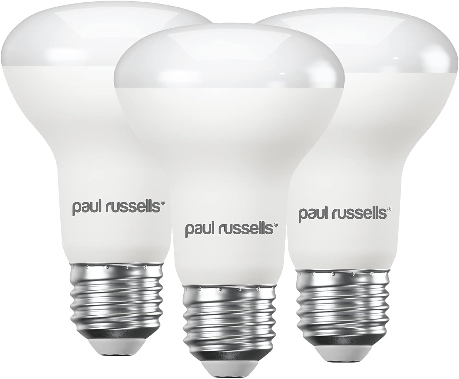 paul russells E27 Dimmable Spotlight, 8.5W LED Reflector R63 Light Edison Screw, 60W Equivalent Bulb, 806 Lumen, 2700K Warm White, Frosted 120° Beam Angle ES Energy Saving Lightbulbs, 3 Pack