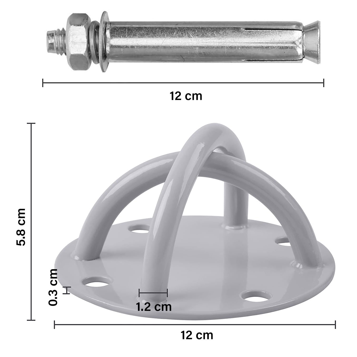 Gancio Da Soffitto POWER GUIDANCE - Per Anelli Ginnastica, Amache, Portata 450 Kg, Argento - Foto 5