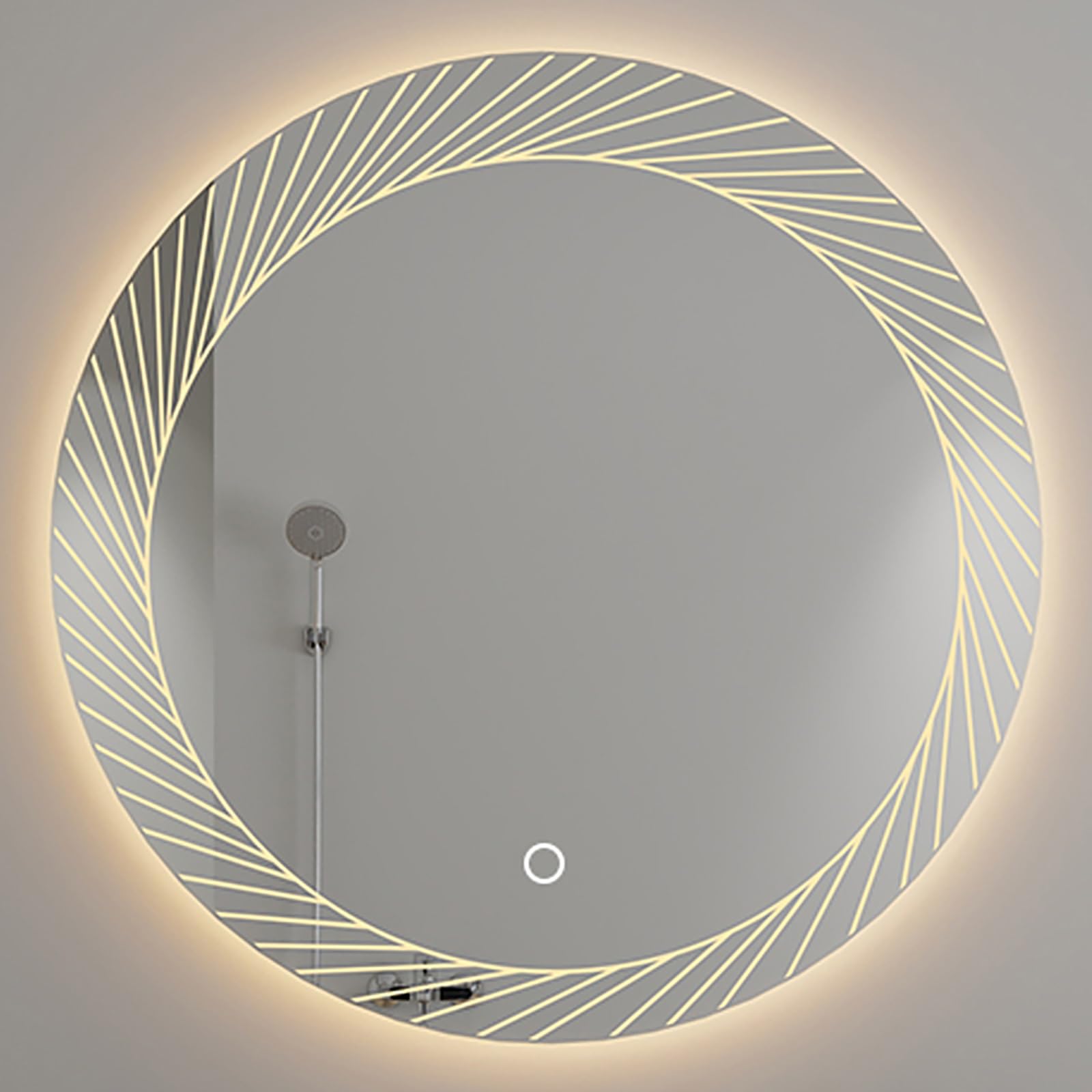 Atwnjkp Smart Round Wall Mirror with LED Lighting – Three-Colour Adjustable Brightness (3000K-4000K-6000K), Frameless Design | LED Bathroom Mirror for Makeup, Vanity & Living Room, 80cm(31.5in)