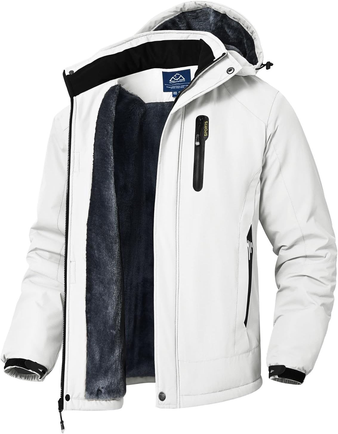 Rdruko Men's Ski Snow Jacket Waterproof Winter Insulated Fleece Hooded Outdoor Mountain Coat