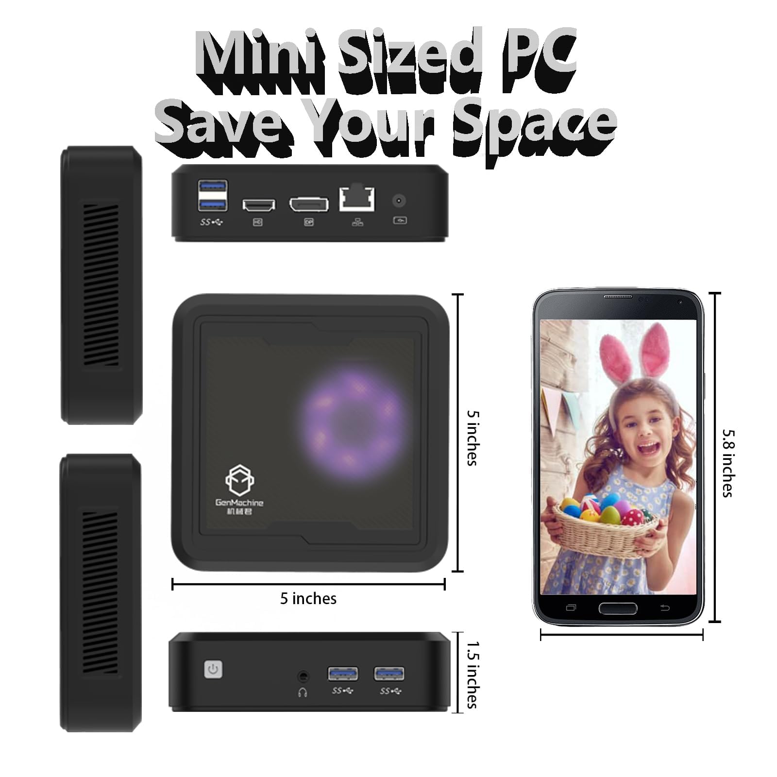 Amazon.com: GenMachine Mini PC AMD Ryzen 5 3550H Mini computadoras