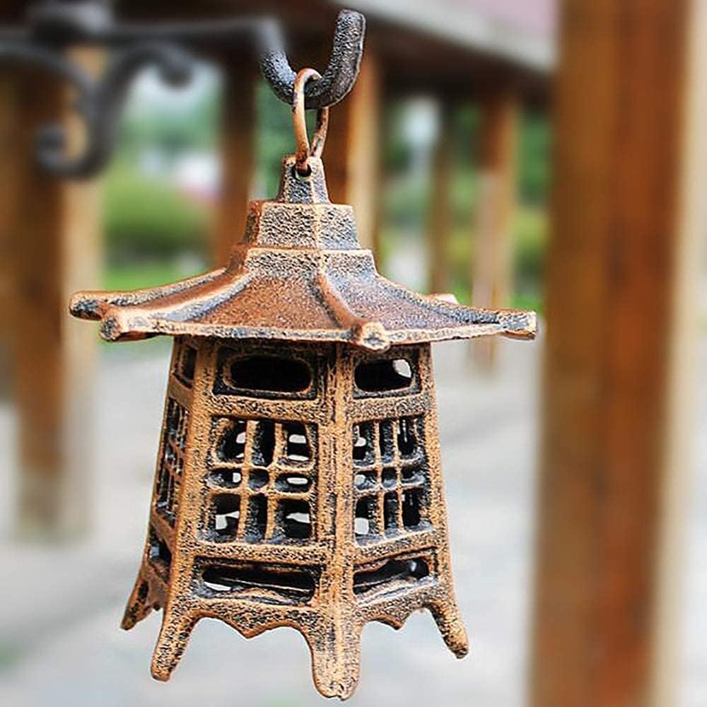 Lanterne de jardin en fonte anti vent bougeoir pagode japonaise pour extérieur