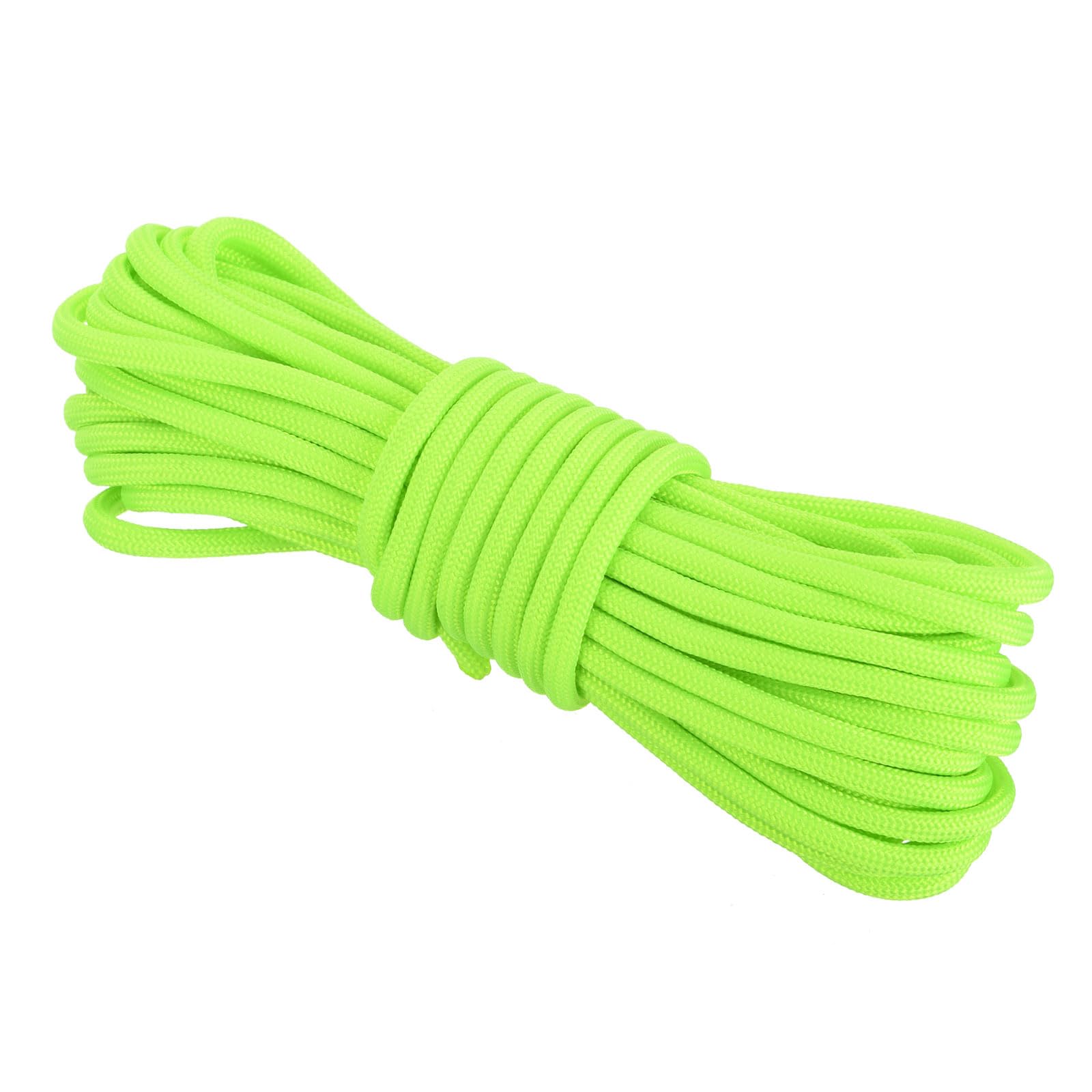 Rebower 550 Paracord Rope 8m, 4mm Thin Paracord Nylon Cord 7-Strand Core [for Tent Camping Outdoor Gear] - Fluorescent Green