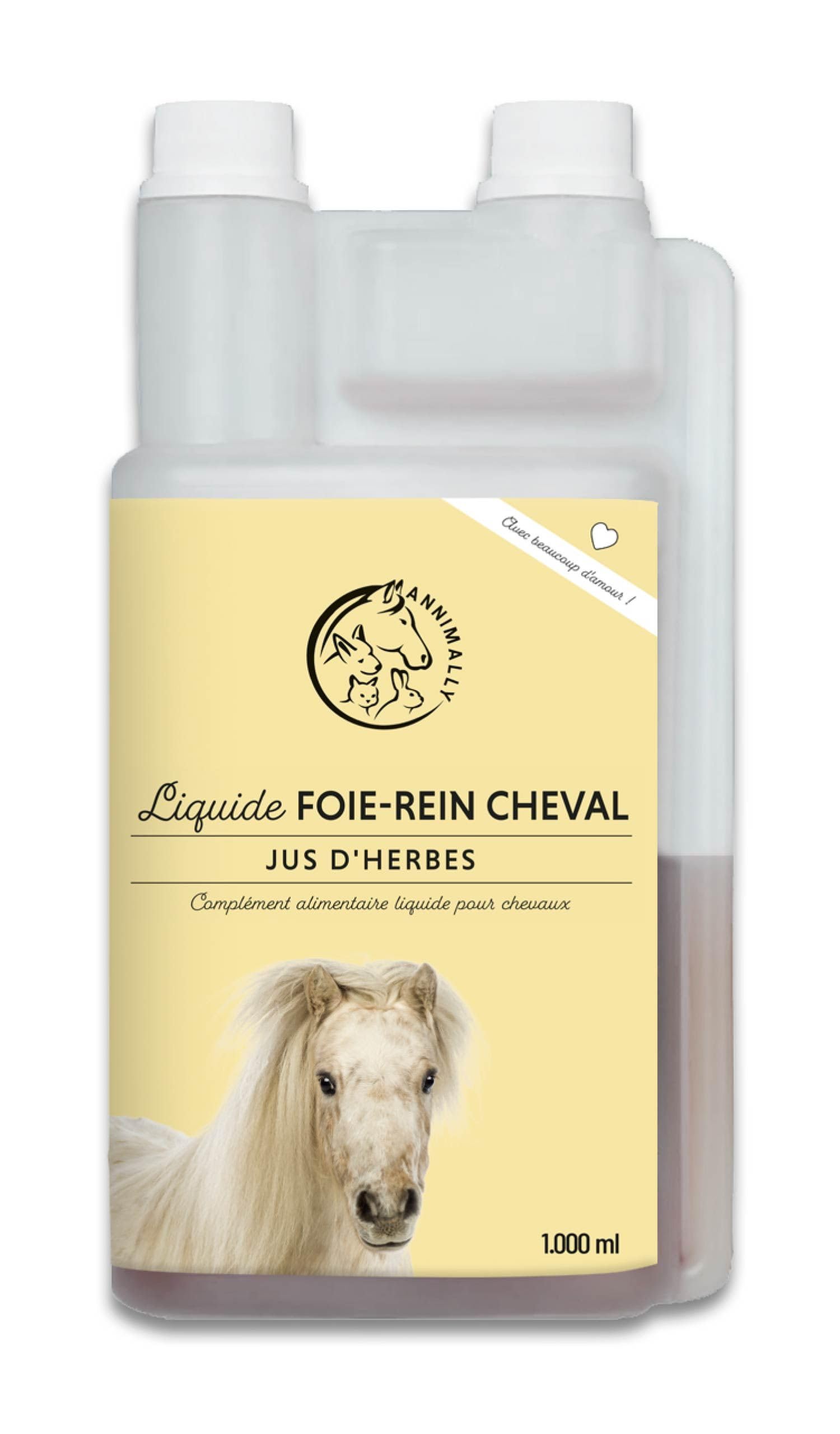 Liquide Foie-Rein pour Chevaux - Jus d'herbes de 1000 ML avec Chardon-Marie et artichaut pour Le Foie - Jus pour Les Reins pour Un métabolisme sain chez Le Cheval