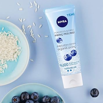NIVEA Smoothing Organic Rice Peeling 75ml, Normal Skin, Facial Cleanser, Purifies Skin, Natural Peeling Grains