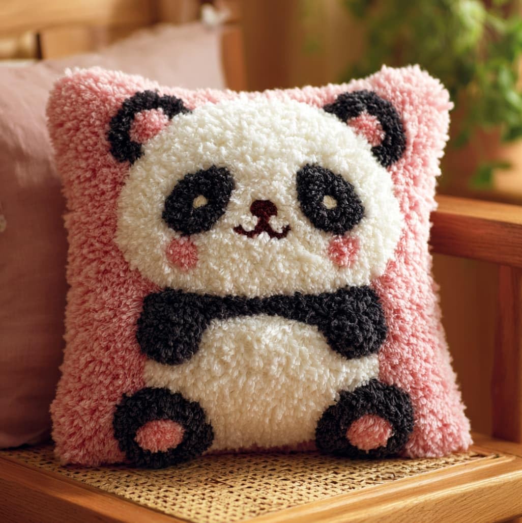 AxiangziK Latch Hook Pillow Kits 17x17in,Cute Panda