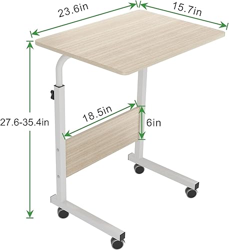 Miniatura 3 de soges Mesa auxiliar móvil de 23.6 pulgadas, mesa auxiliar de oficina para el hogar, mesa de sofá móvil ajustable