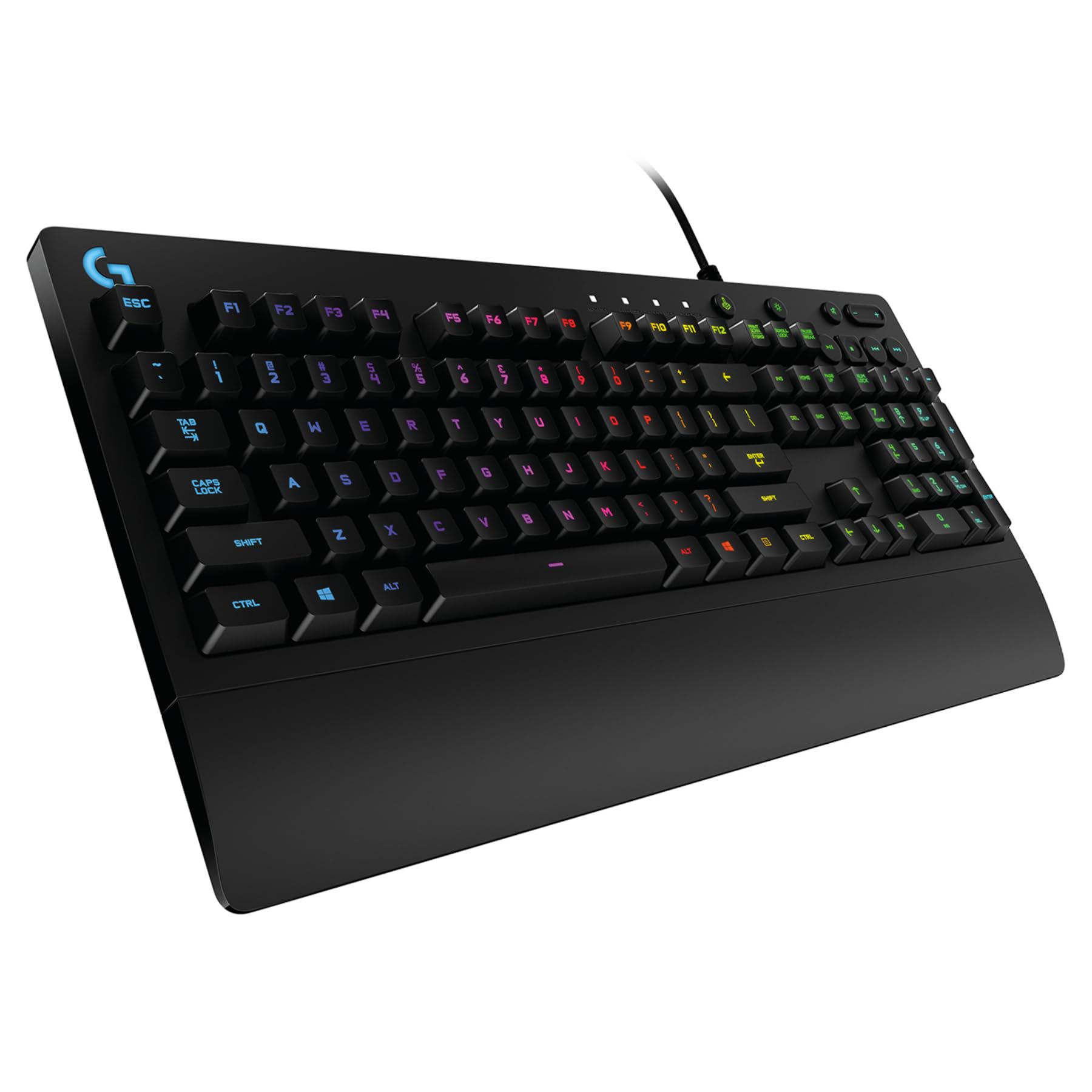 G213 Prodigy Gaming Keyboard, RGB Lightsync Backlit Keys, Spill-Resistant, Customizable Keys, Dedicated Multi-Media Keys, Qwerty Us International Layout - Black