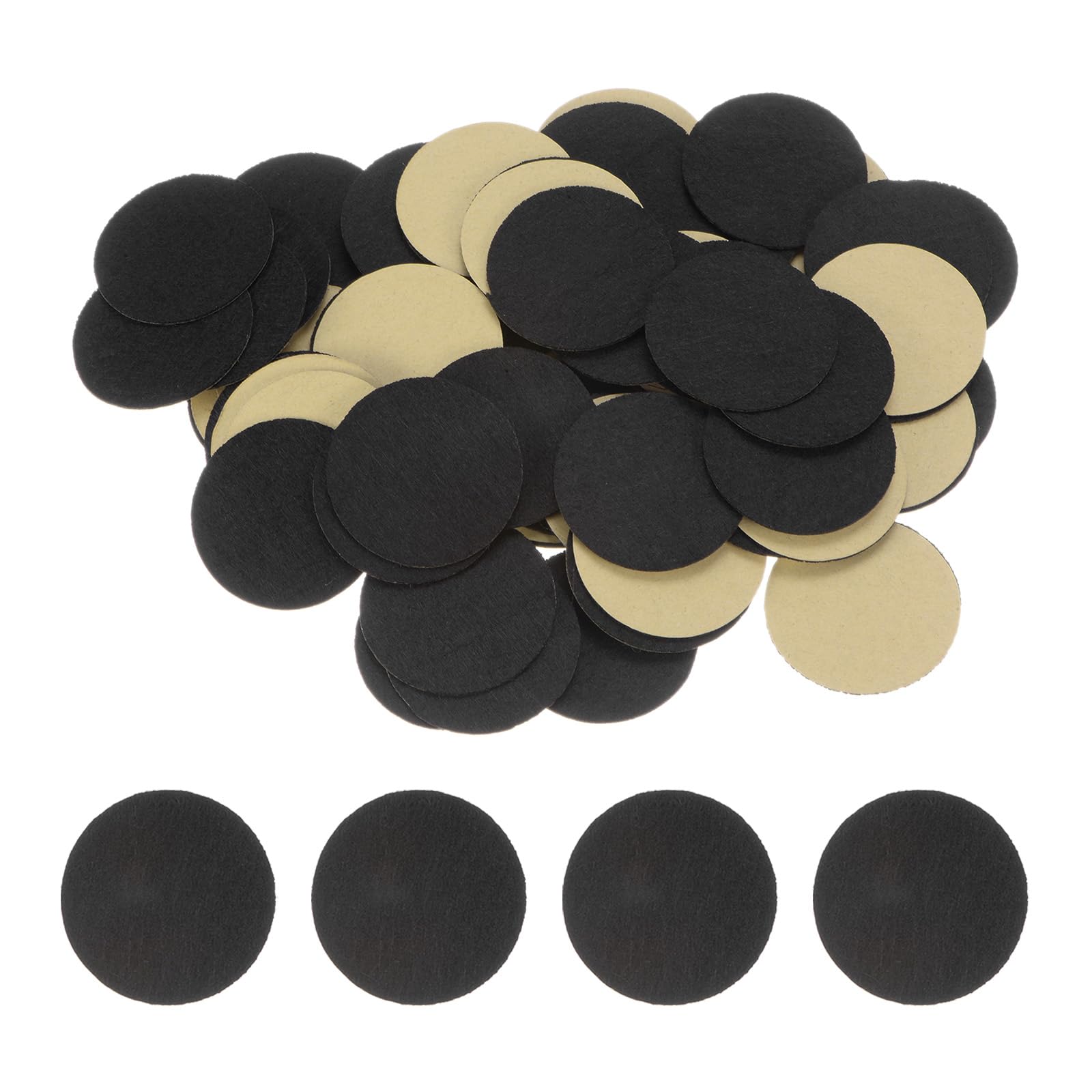 HARFINGTON 100pcs Round Adhesive Felt Circles, 38mm 1.5" Pre Cut Felt Craft Stickers Non-Woven Mini Felt Fabric Circles for DIY Sewing Handcraft Cut Projects Craft Finishing, Black