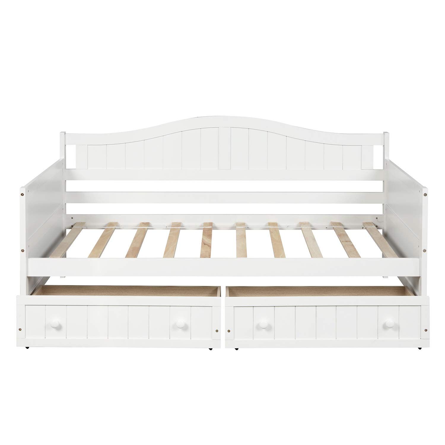 Wooden Twin Daybed Frame with 2 Drawers,Wooden Sofa Bed for Bedroom